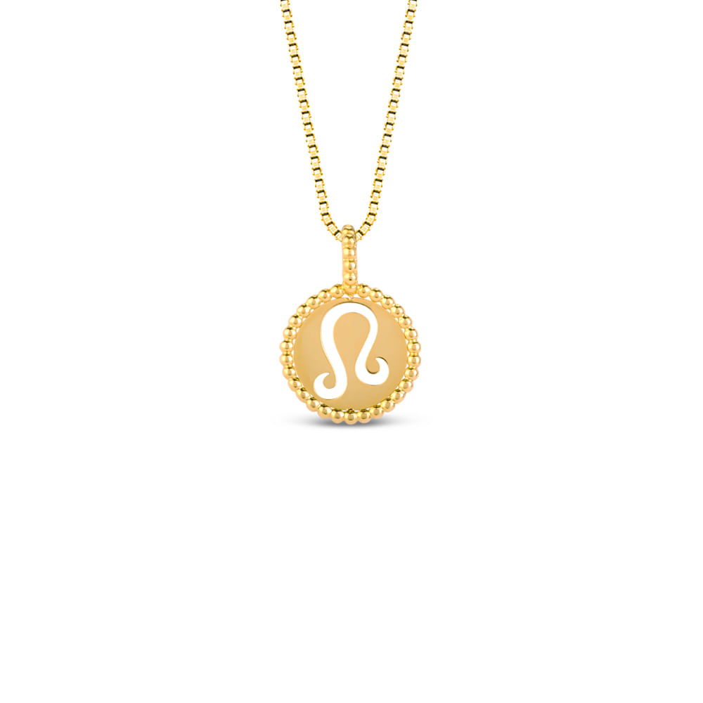 Pingente Signo Leão em Ouro Amarelo 18k, 15mm