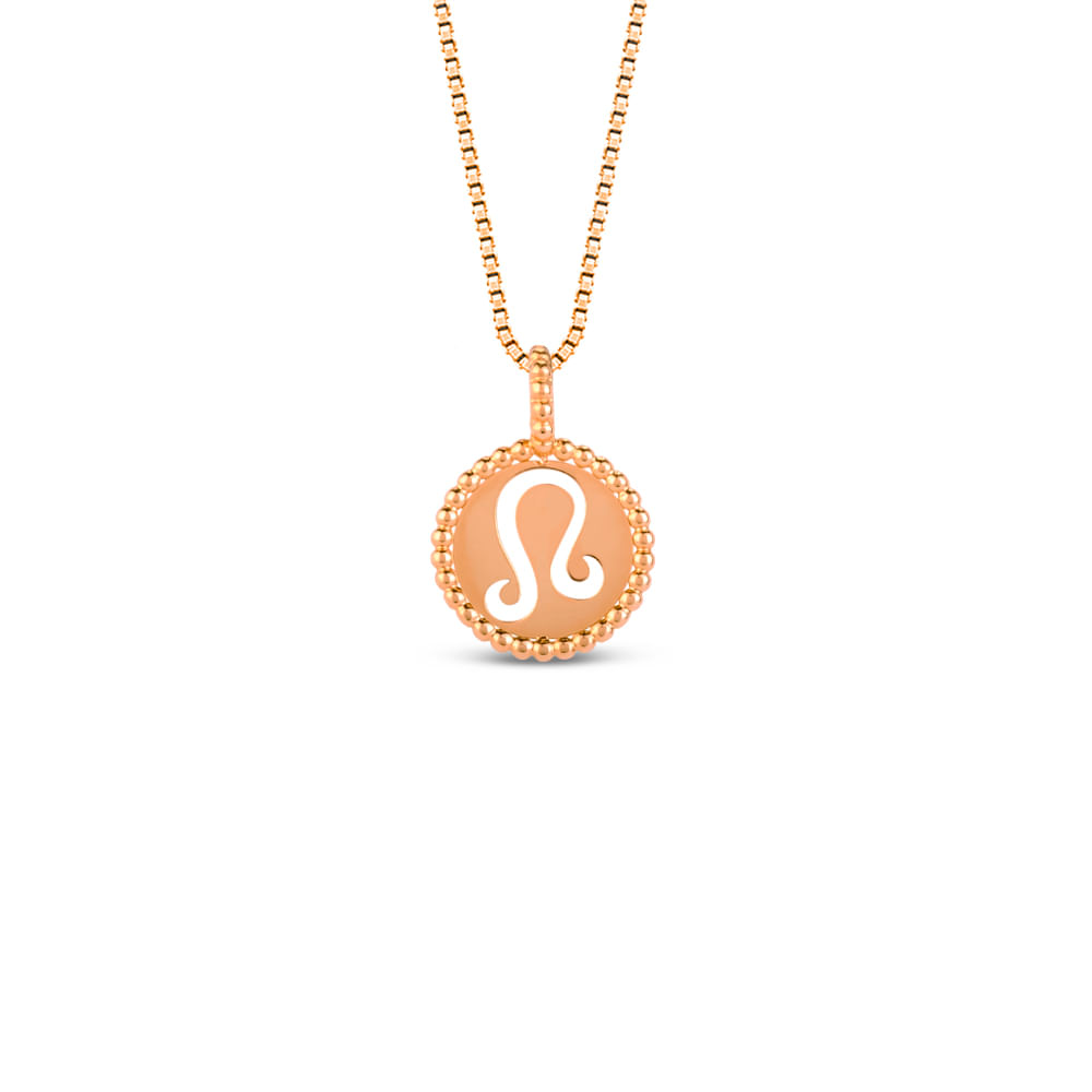 Pingente Signo Leão em Ouro Rosé 18k, 15mm