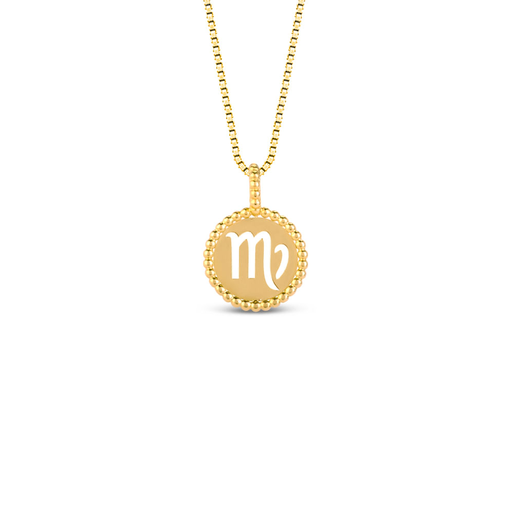 Pingente Signo Virgem em Ouro Amarelo 18k