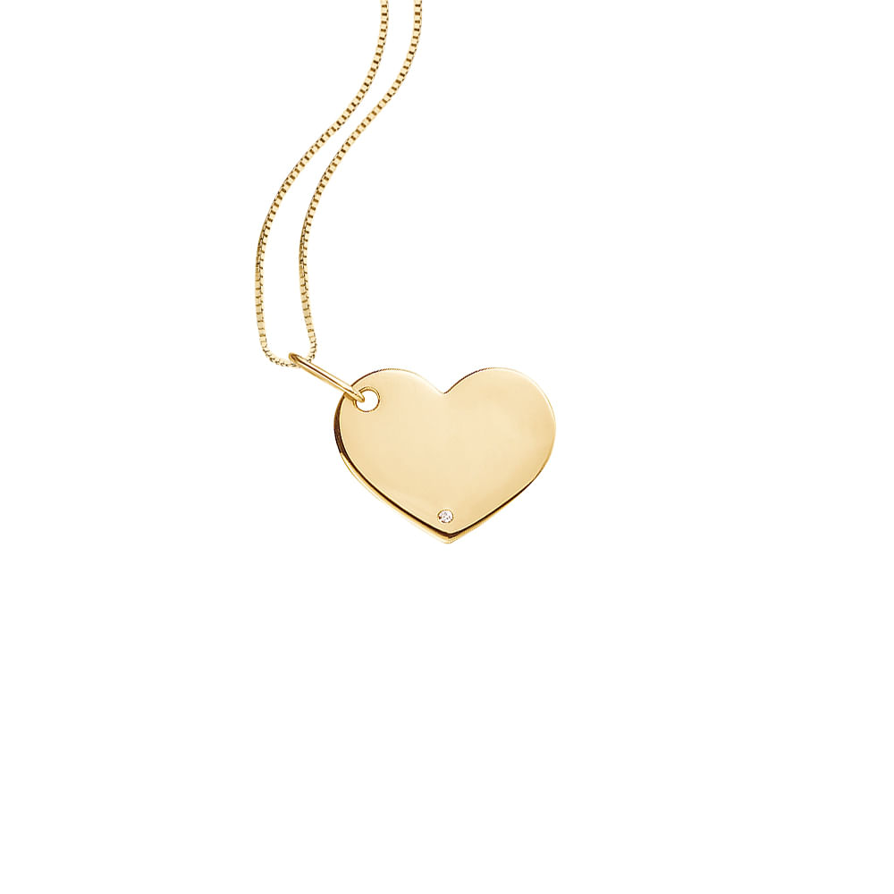 Pingente Personalizável em Ouro Amarelo 18k com Diamante, 15mm