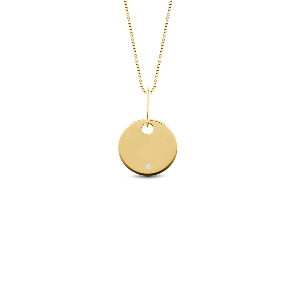 Pingente Personalizável em Ouro Amarelo 18k com Diamante, 13.8mm