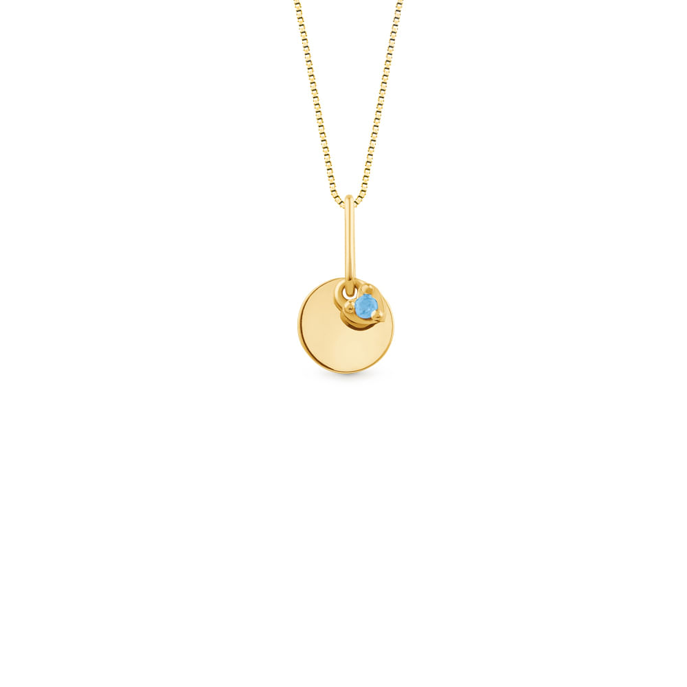Pingente Personalizável em Ouro Amarelo 18k com Topázio Azul