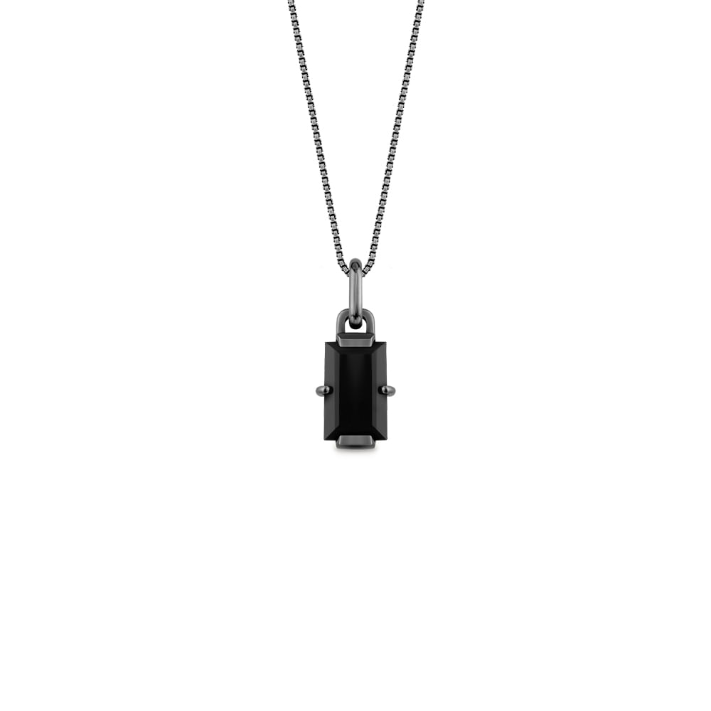 Pingente Black Iron Man em Prata 925 com Ródio Negro e Quartzo Negro, 21mm
