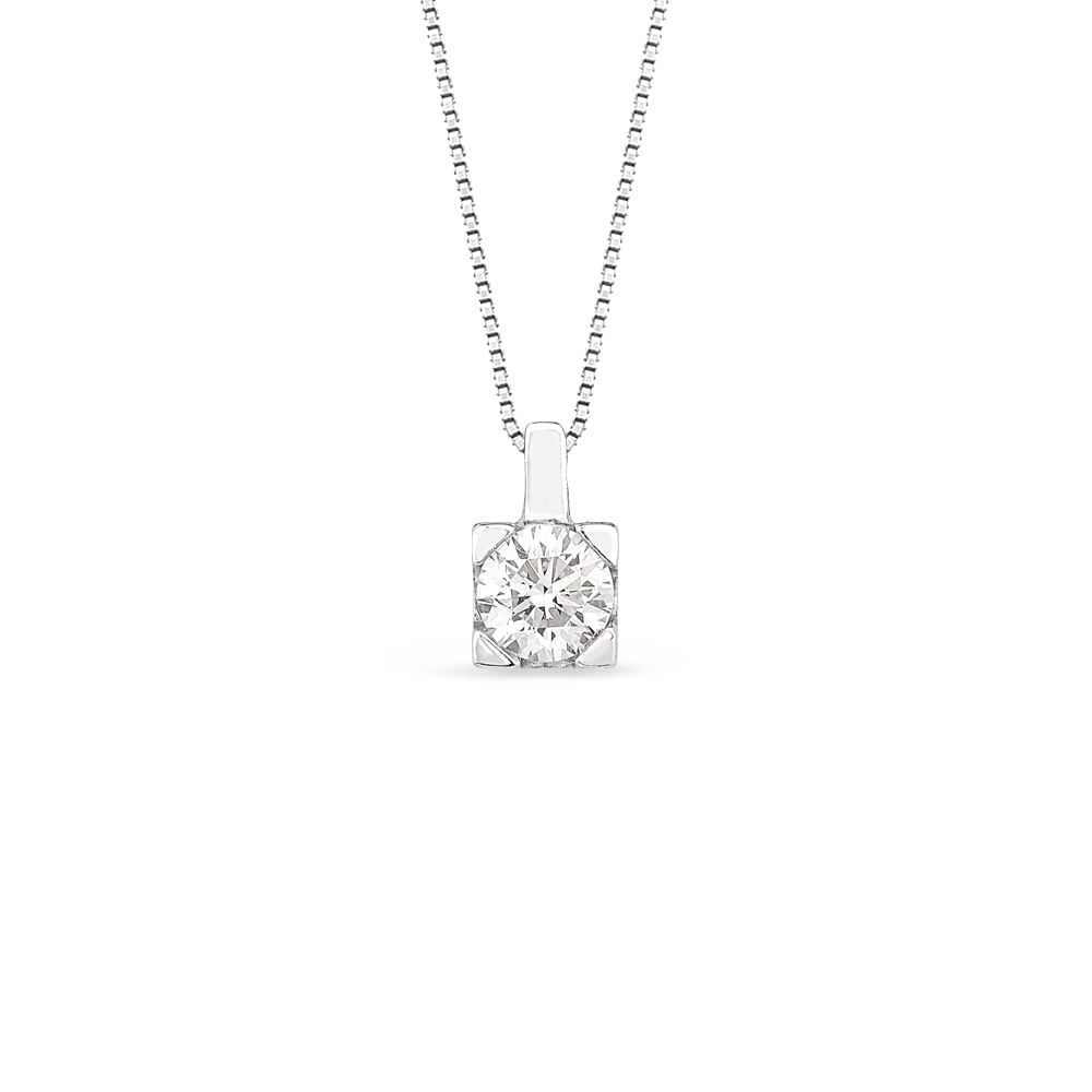 Pingente Solitário em Ouro Branco 18k com Diamante 0,20 ct, 6.7mm