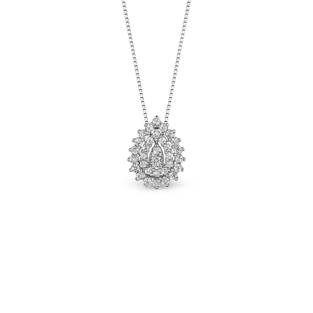 Pingente Clássico Especial Gota em Ouro Branco 18k com Diamantes, 11mm