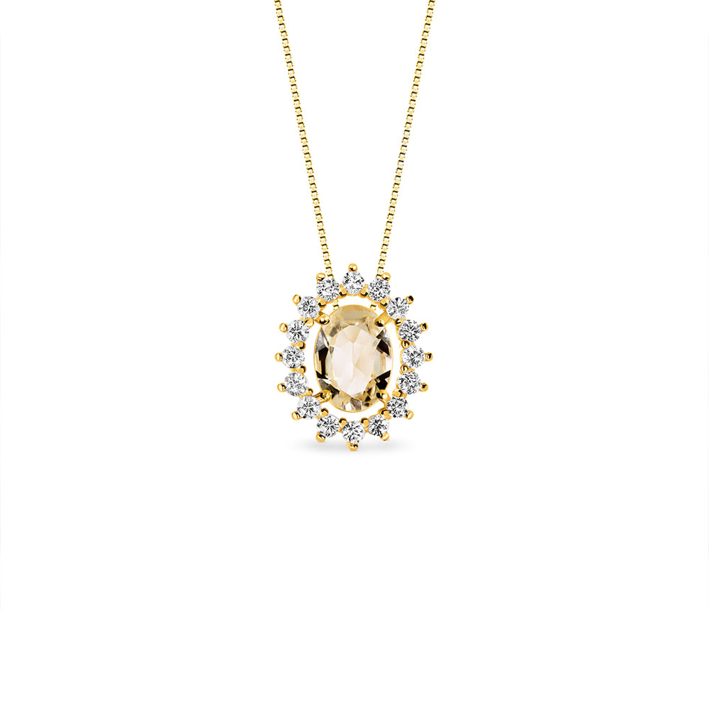 Pingente Kate em Ouro Amarelo 18k com Citrino e Safiras Incolores