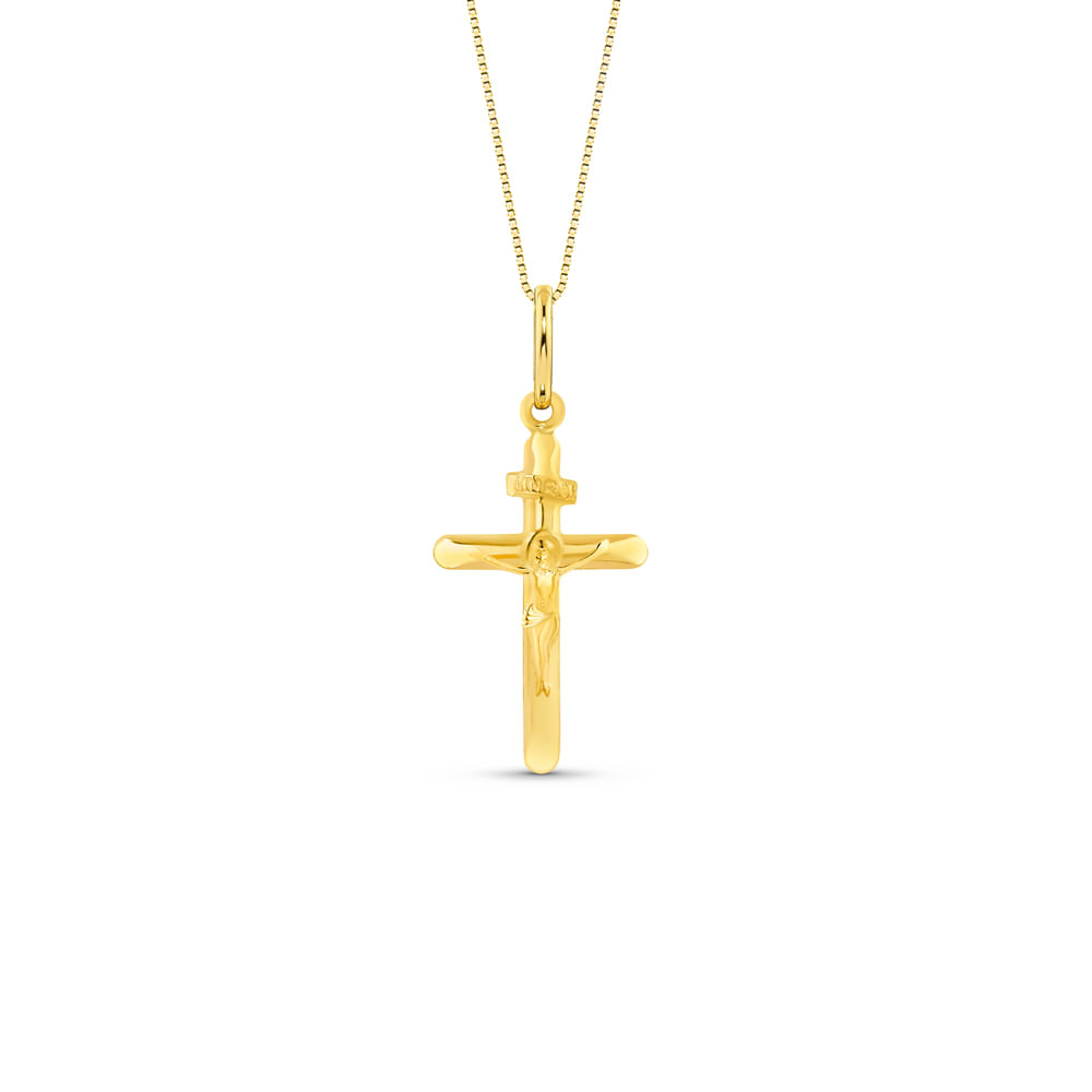 Pingente Cruz Jesus Cristo em Ouro Amarelo 18k, 26.5mm