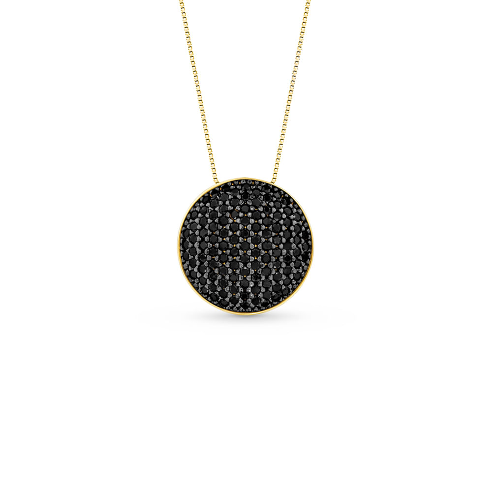 Pingente Glow em Ouro Amarelo 18k com Diamantes Negros, 14.5mm