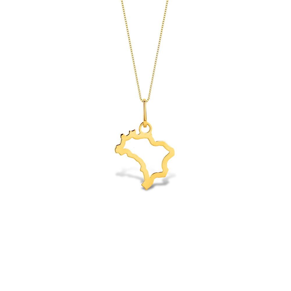 Pingente Mapa do Brasil em Ouro Amarelo 18k, 14mm