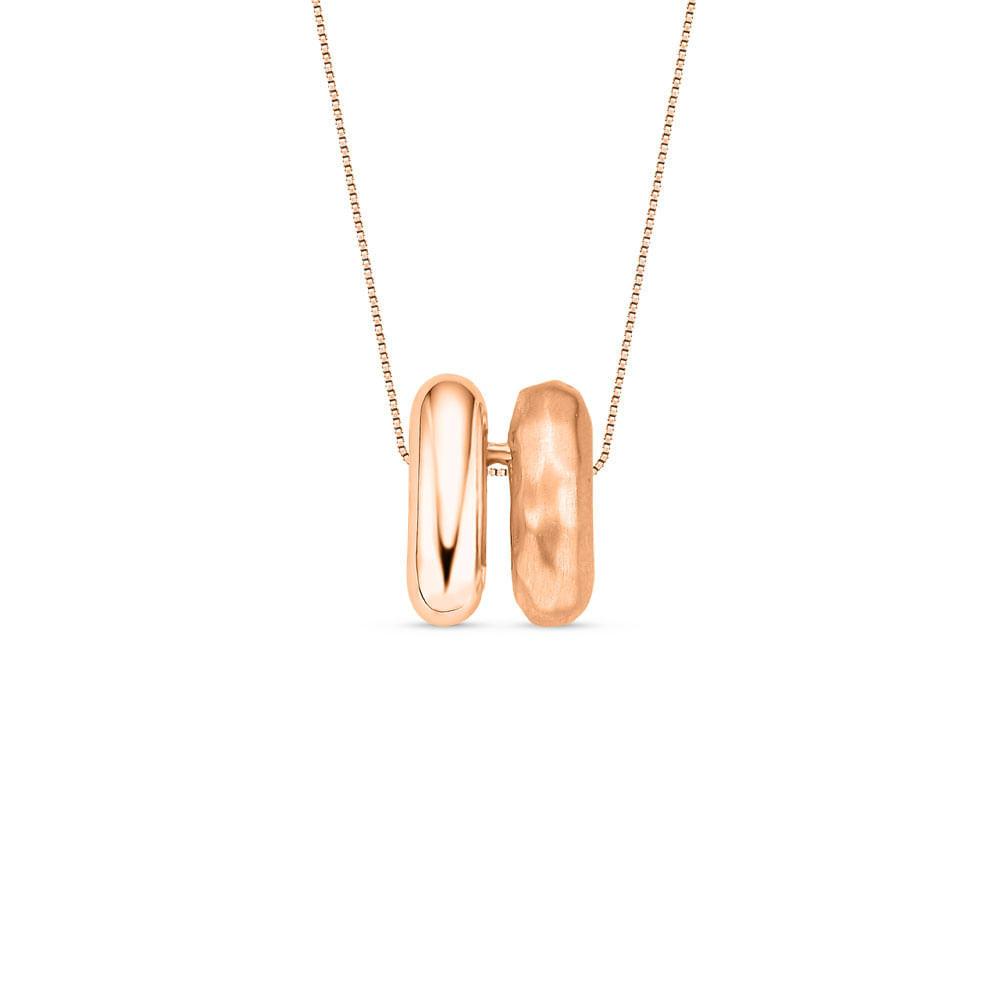 Pingente Bombe Duplo Martelado em Ouro Rosé 18k, 12mm