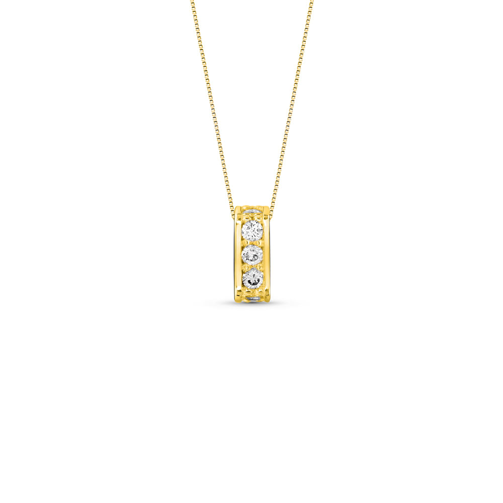 Pingente Square em Ouro Amarelo 18k com Diamantes, 8mm