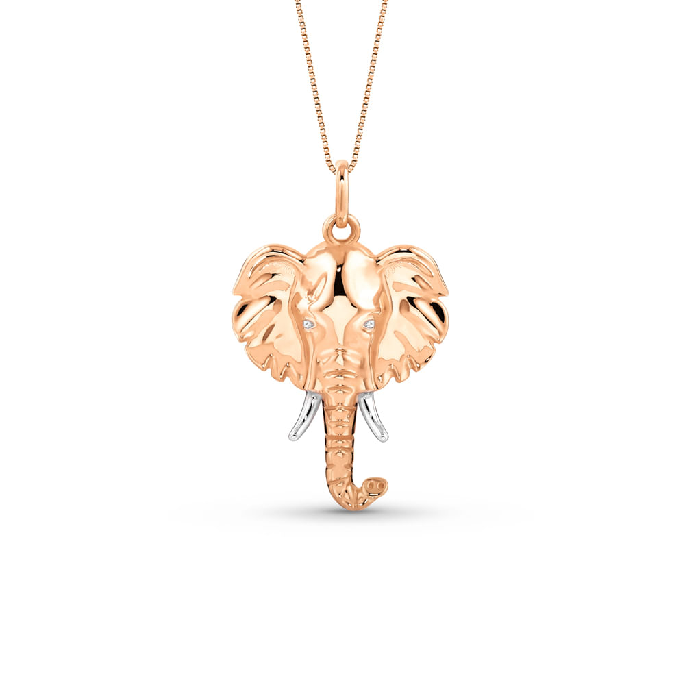 Pingente Icones Elefante em Ouro Rosé e Ouro Branco 18k