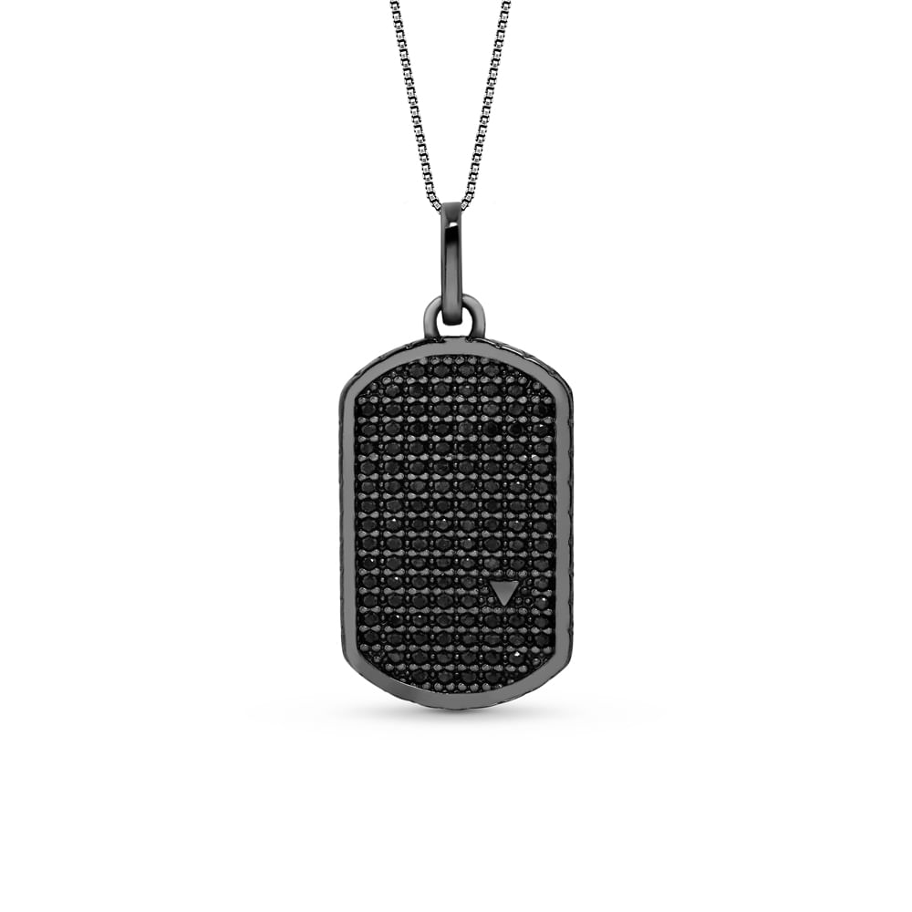 Pingente Argos em Prata 925 com Ródio Negro e Safiras Negras, 33mm