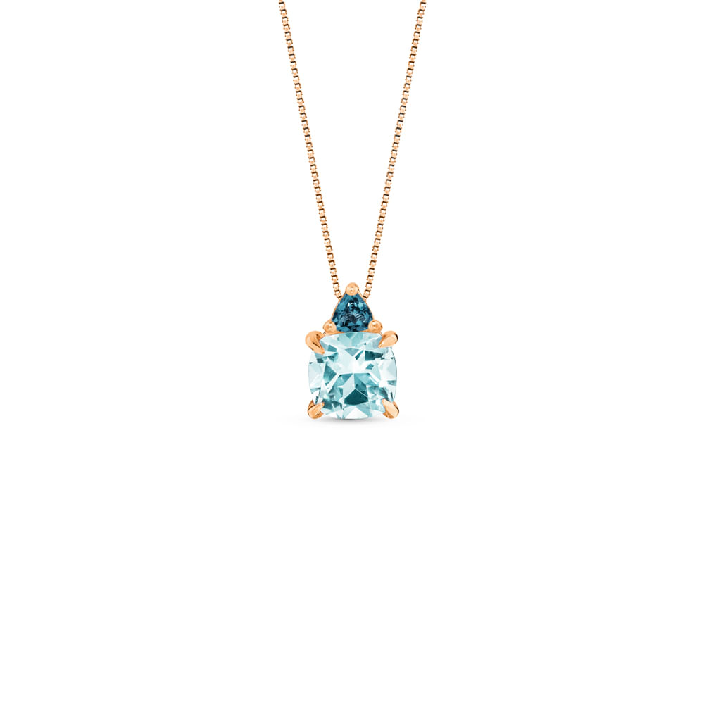 Pingente Sirena em Ouro Rosé 18k com Topázio Sky e Topázio London, 9mm