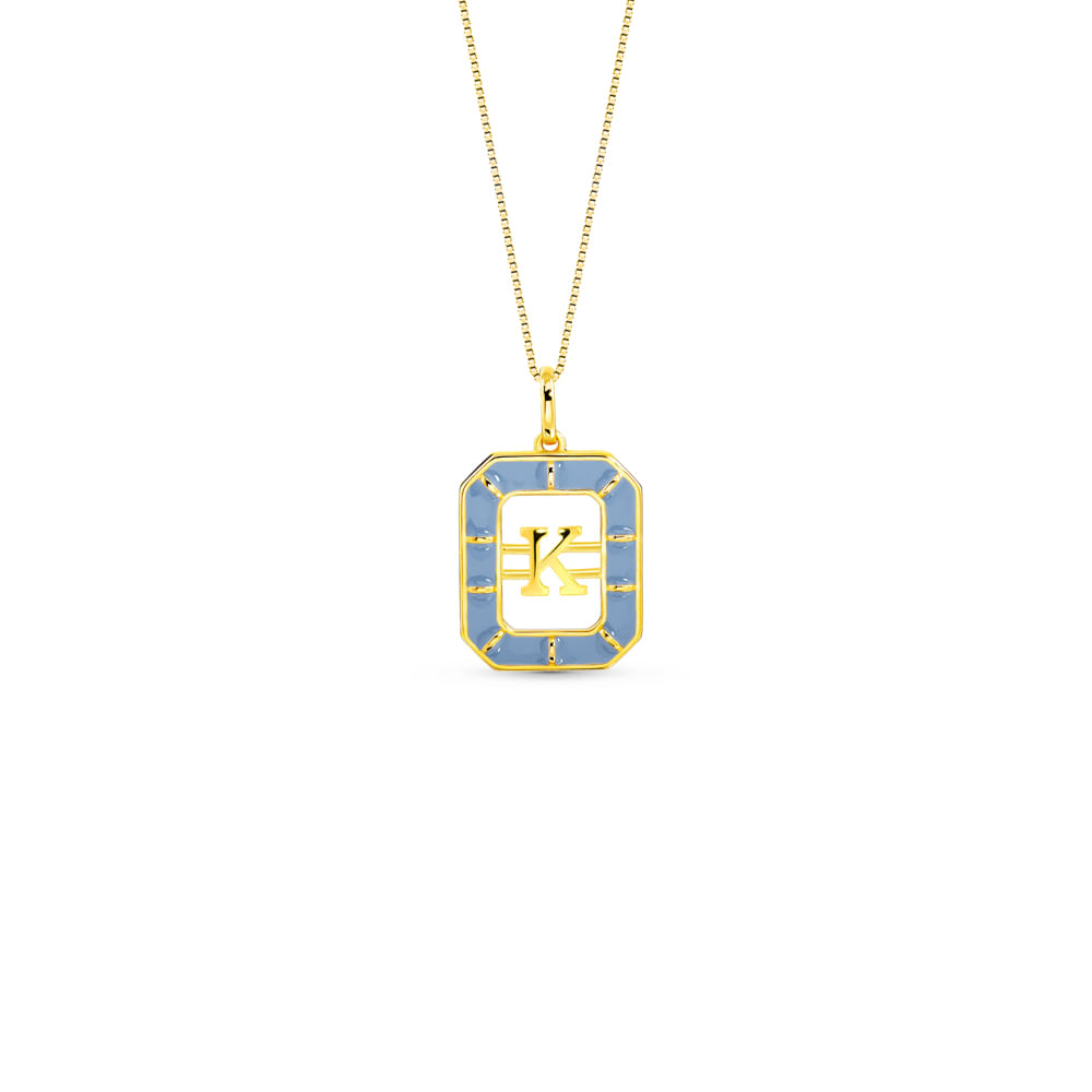 Pingente Alfabeto Letra K em Ouro Amarelo 18k com Esmalte