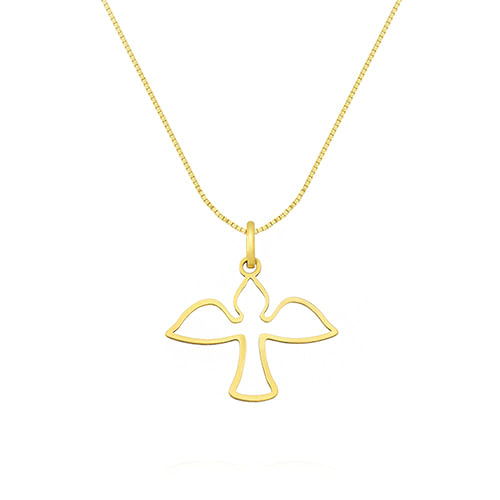 Pingente Medalha Divino Espírito Santo em Ouro Amarelo 18k, 16.5mm