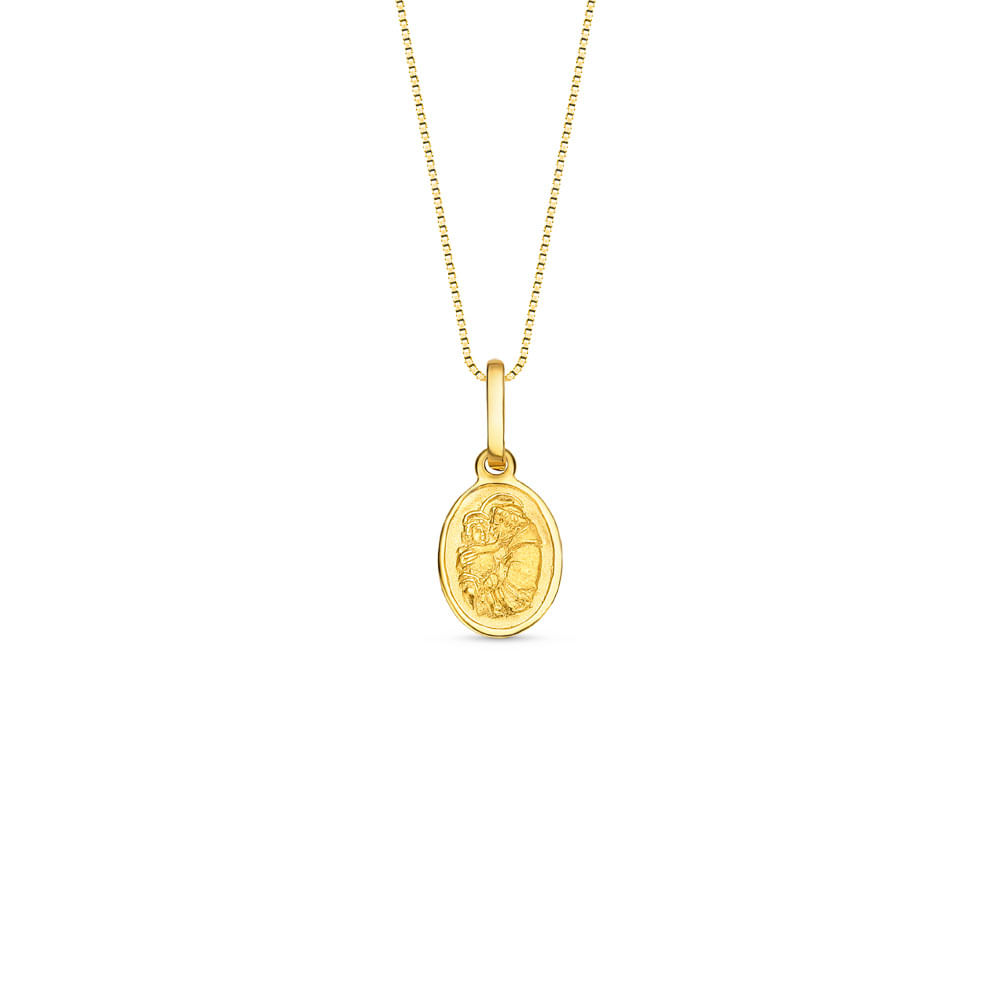 Pingente Medalha Santo Antônio em Ouro Amarelo 18k, 14mm