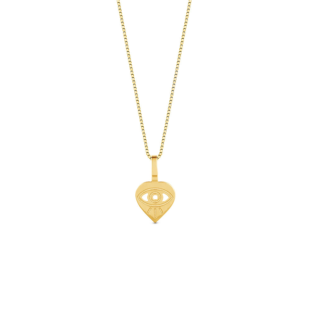 Pingente Medalha Olho Grego em Ouro Amarelo 18k, 13.7mm
