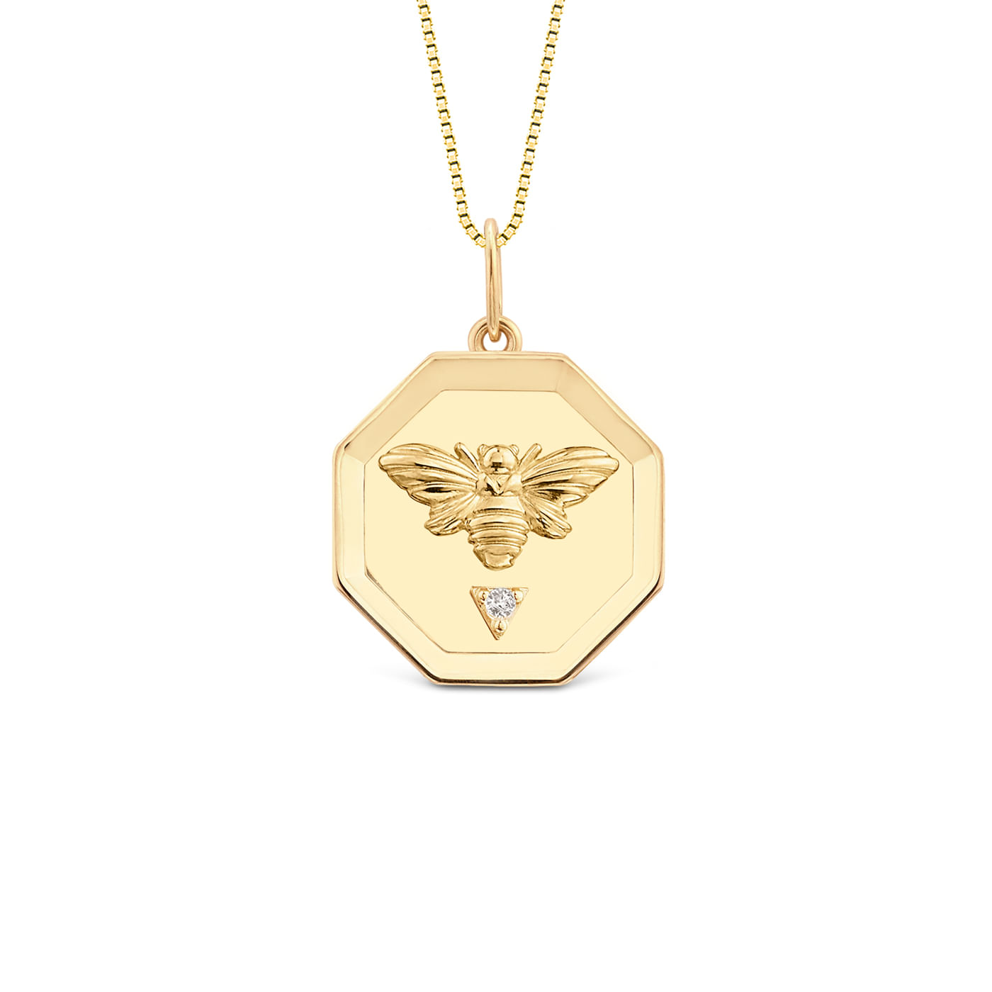 Pingente Medalha Trends Abelha em Ouro Amarelo 18k com Safira Incolor, 16mm