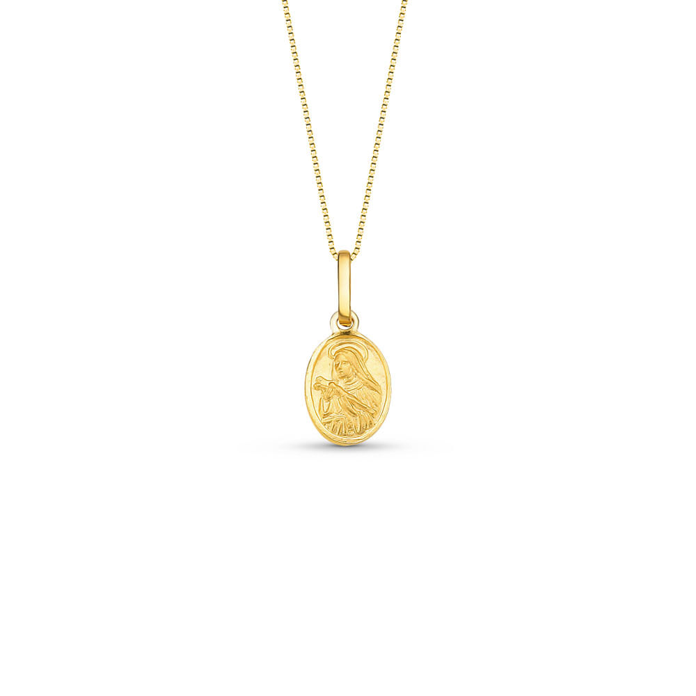 Pingente Medalha Santa Rita de Cássia em Ouro Amarelo 18k, 13.5mm