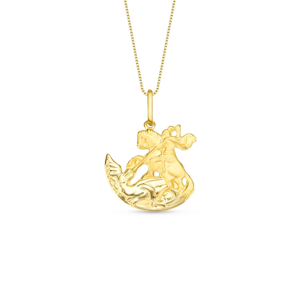 Pingente Medalha São Jorge em Ouro Amarelo 18k, 23.5mm
