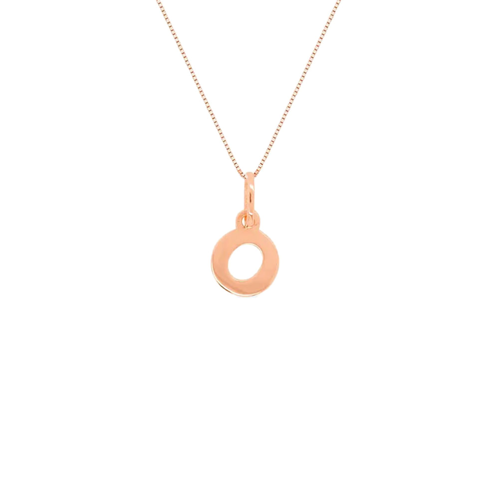 Pingente Letra O em Ouro Rosé 18k