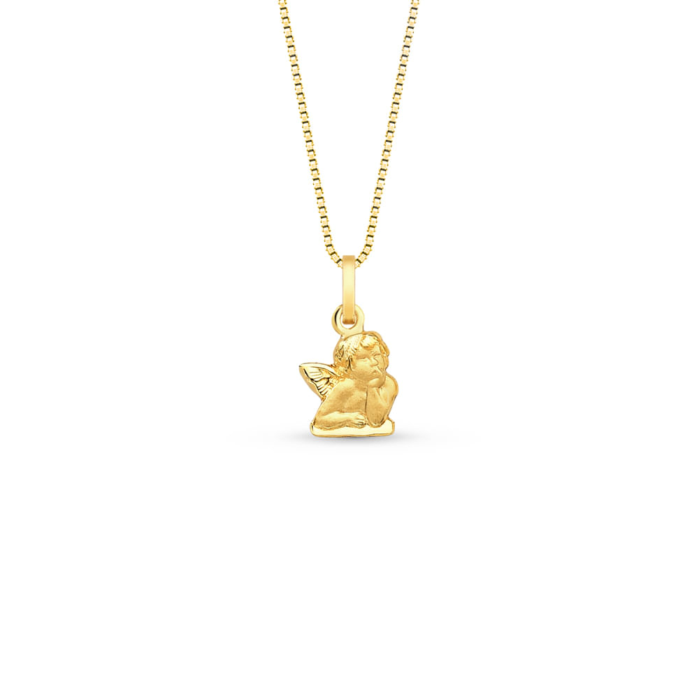 Pingente Medalha Anjo da Guarda em Ouro Amarelo 18k, 14mm