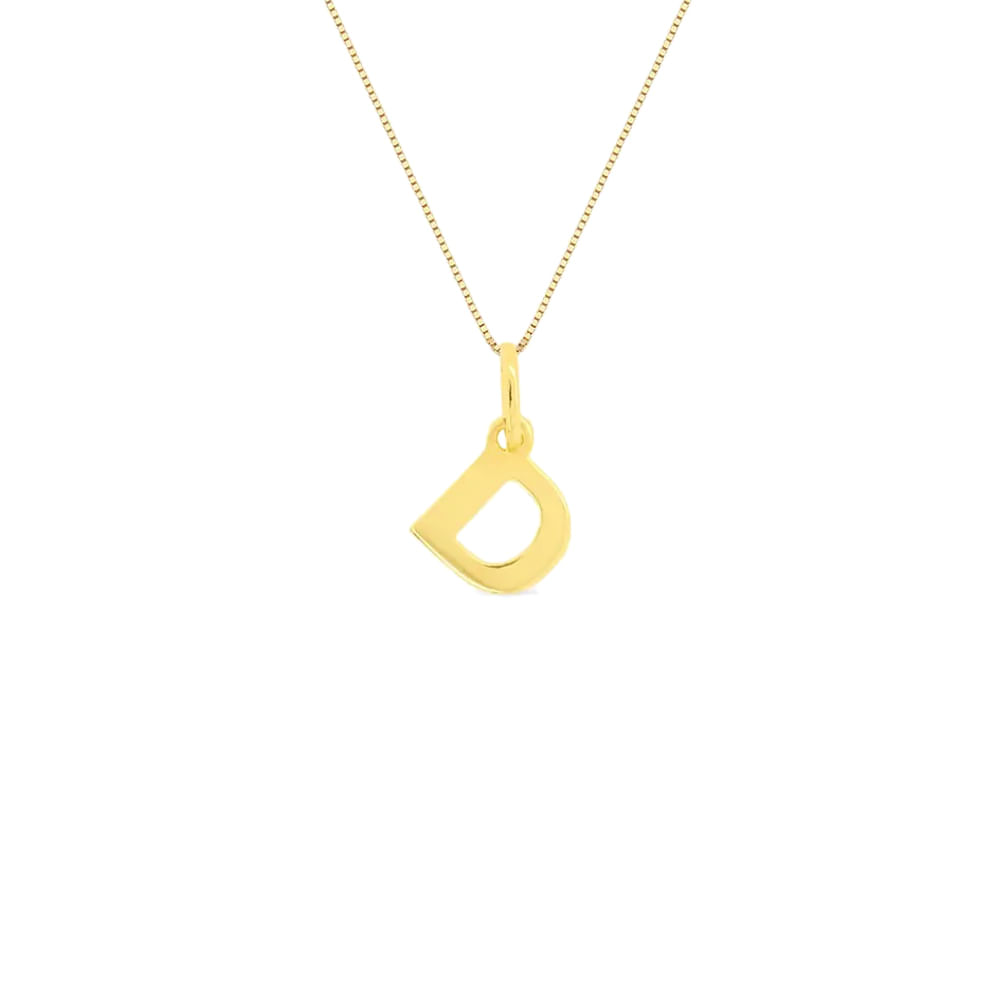Pingente Letra D em Ouro Amarelo 18k, 6mm