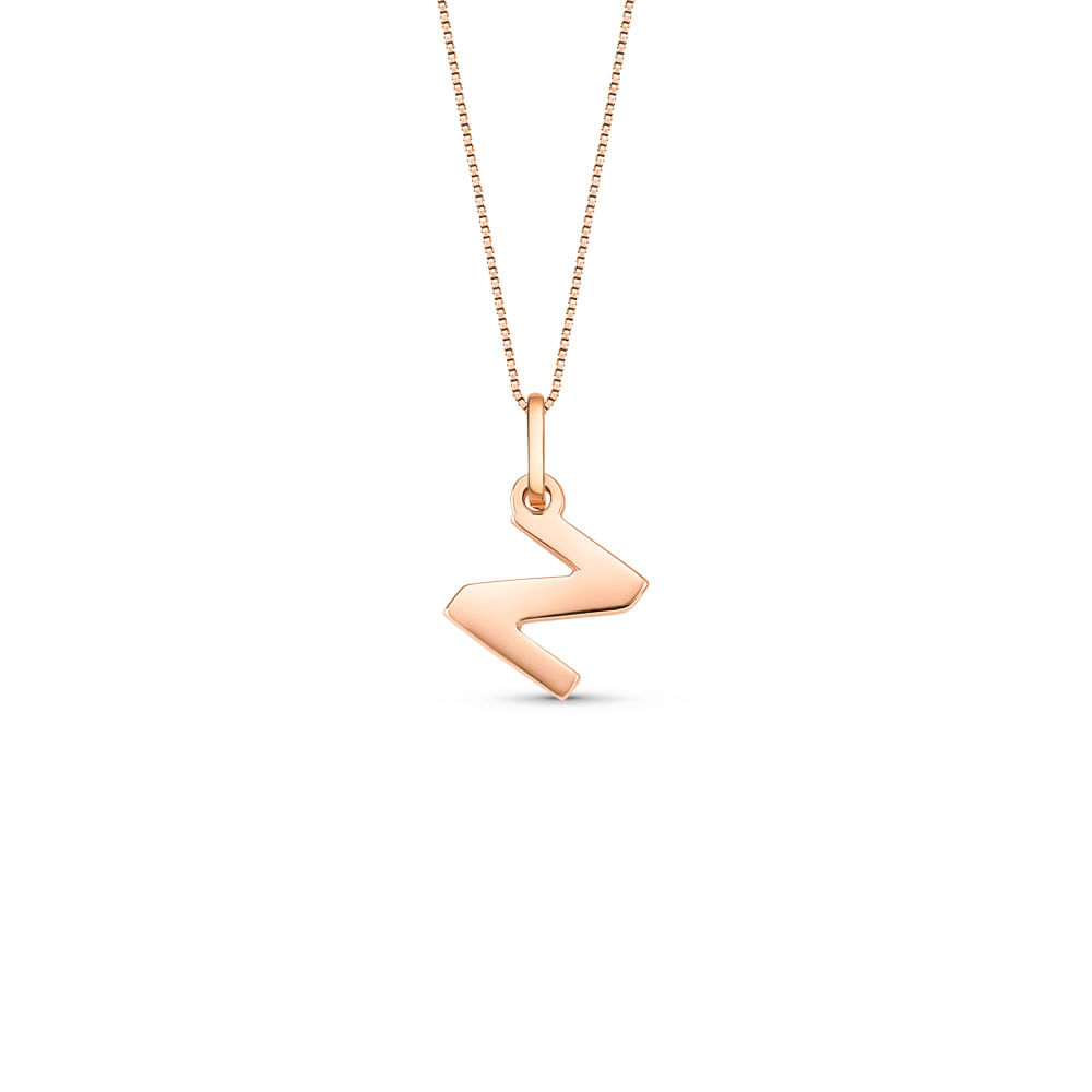 Pingente Letra Z em Ouro Rosé 18k, 12mm
