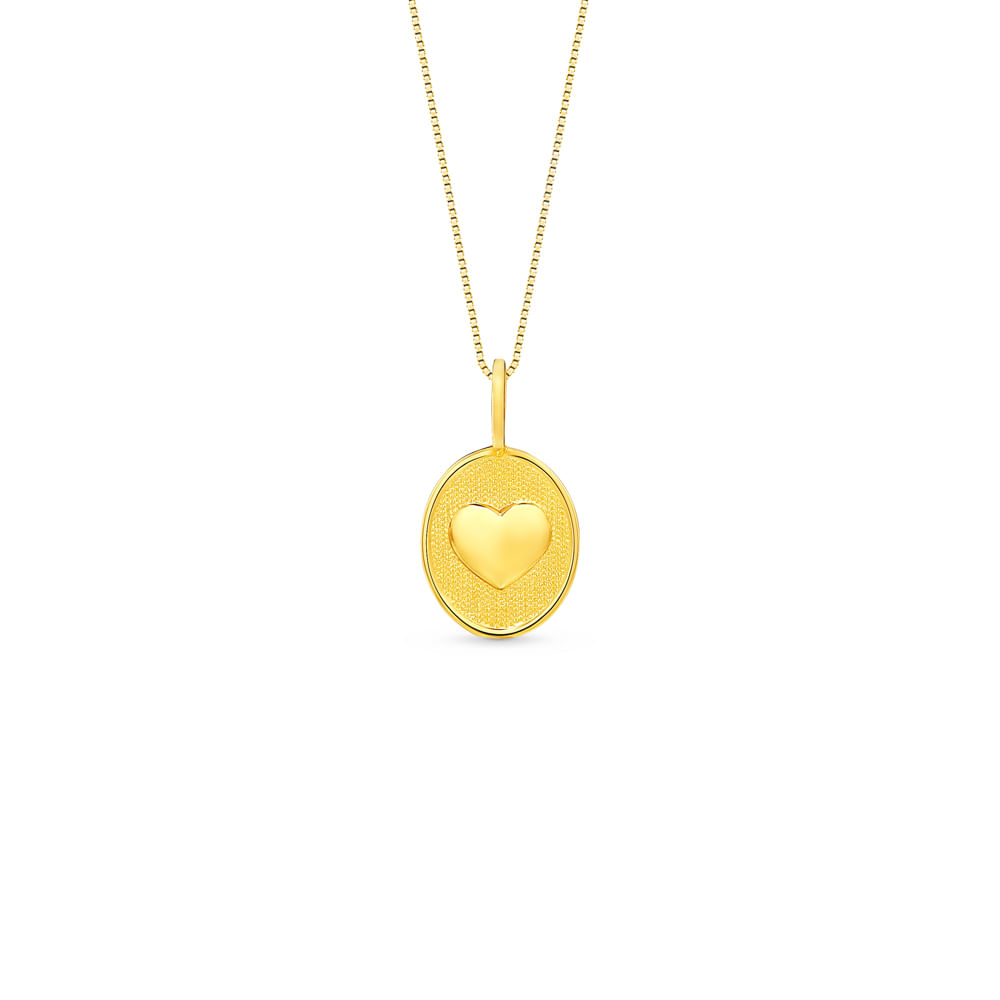 Pingente Personalizável Mama Coração em Ouro Amarelo 18k, 15mm