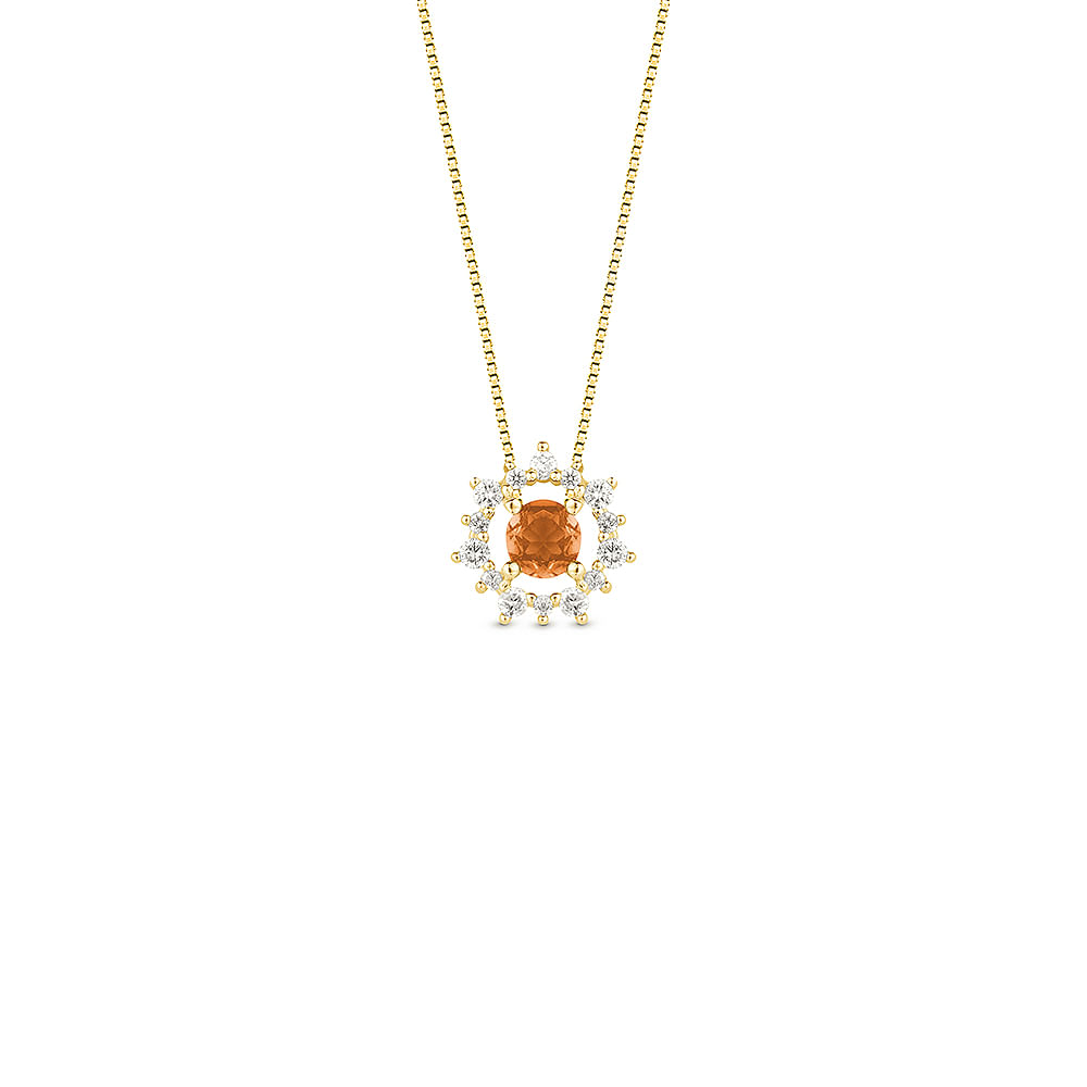 Pingente Olympia em Ouro Amarelo 18k com Citrino e Diamantes