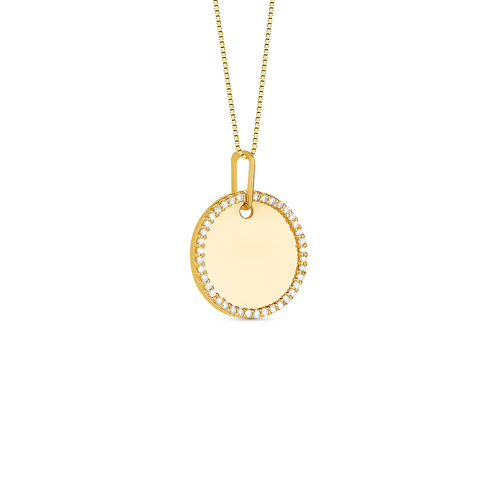 Pingente Personalizável em Ouro Amarelo 18k com Diamantes, 19mm