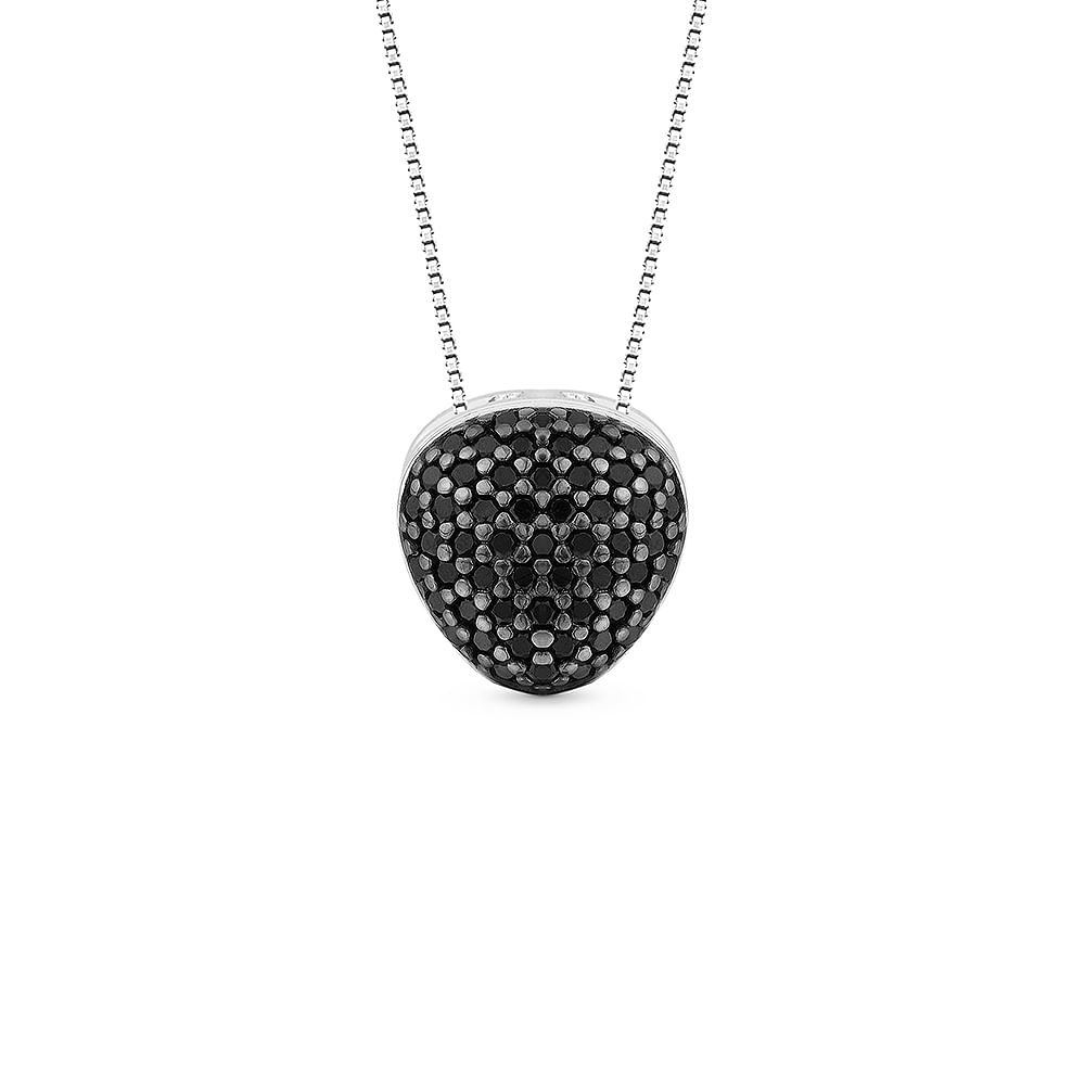 Pingente Bold em Prata 925 com Ródio Negro e Safiras Negras, 8mm