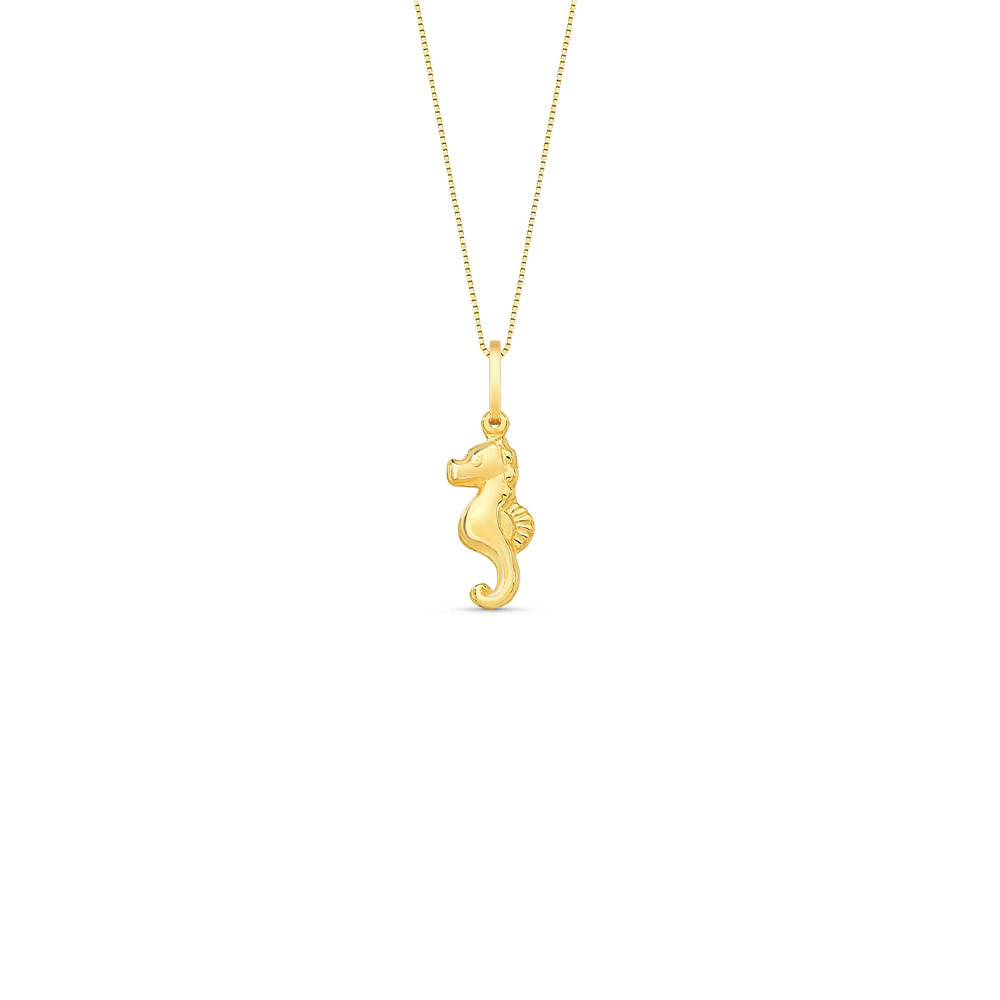 Pingente Icones Cavalo Marinho em Ouro Amarelo 18k, 21.5mm