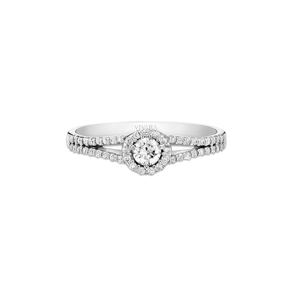 Anel Solitário Radiant em Ouro Branco 18k com Diamante 0,14 ct