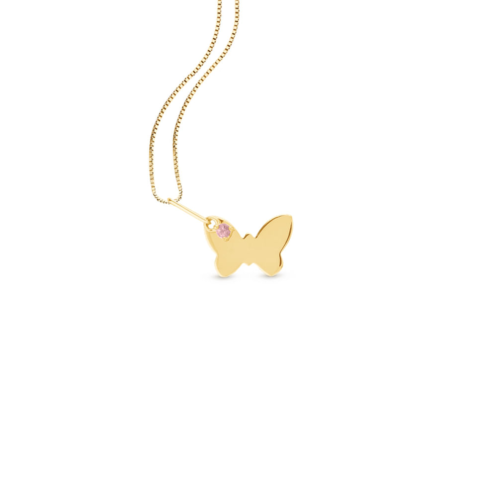 Pingente Baby Personalizável Borboleta em Ouro Amarelo 18k com Andaluzita, 14mm