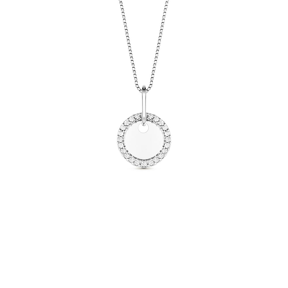 Pingente Personalizável em Ouro Branco 18k com Diamantes