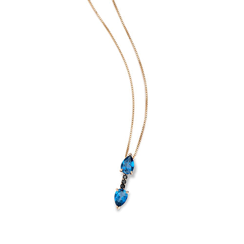 Pingente Enlace em Ouro Rosé 18k com Topázio London e Diamantes, 18.5mm