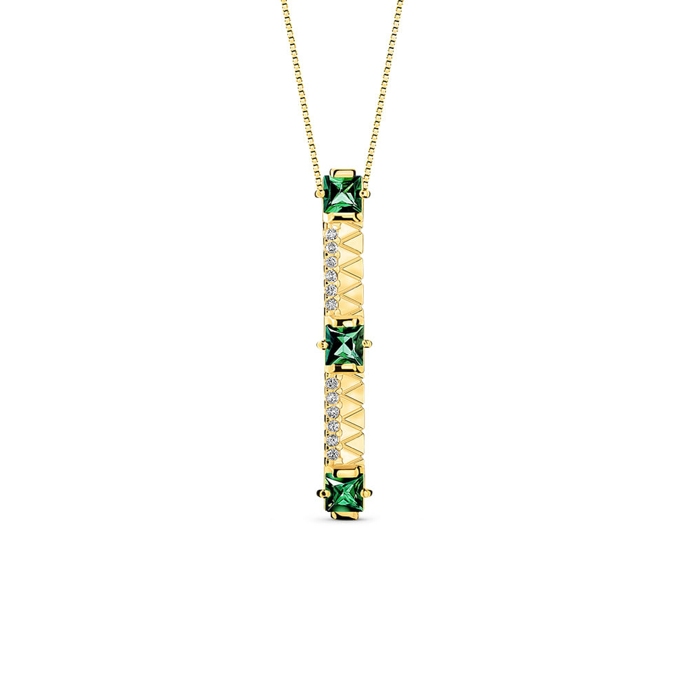 Pingente Icona em Ouro Amarelo 18k com Turmalinas Verde e Diamantes, 30mm
