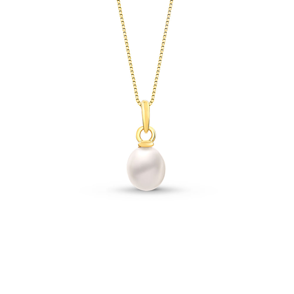 Pingente em Ouro Amarelo 18k com Pérola, 7-7.5mm