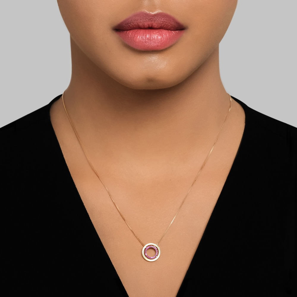 Pingente Simetria em Ouro Rosé 18k com Rubis