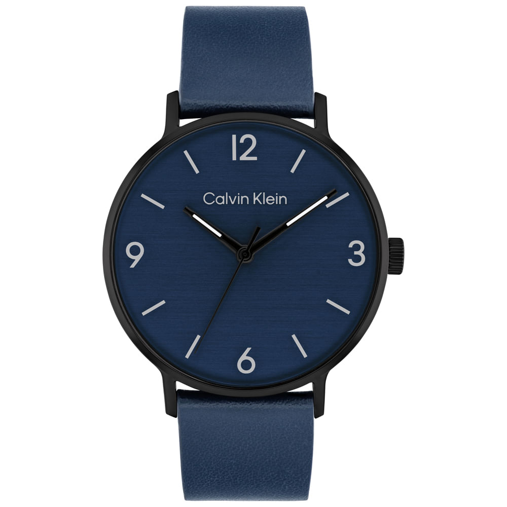 Relógio Calvin Klein Masculino Couro Azul 25200436
