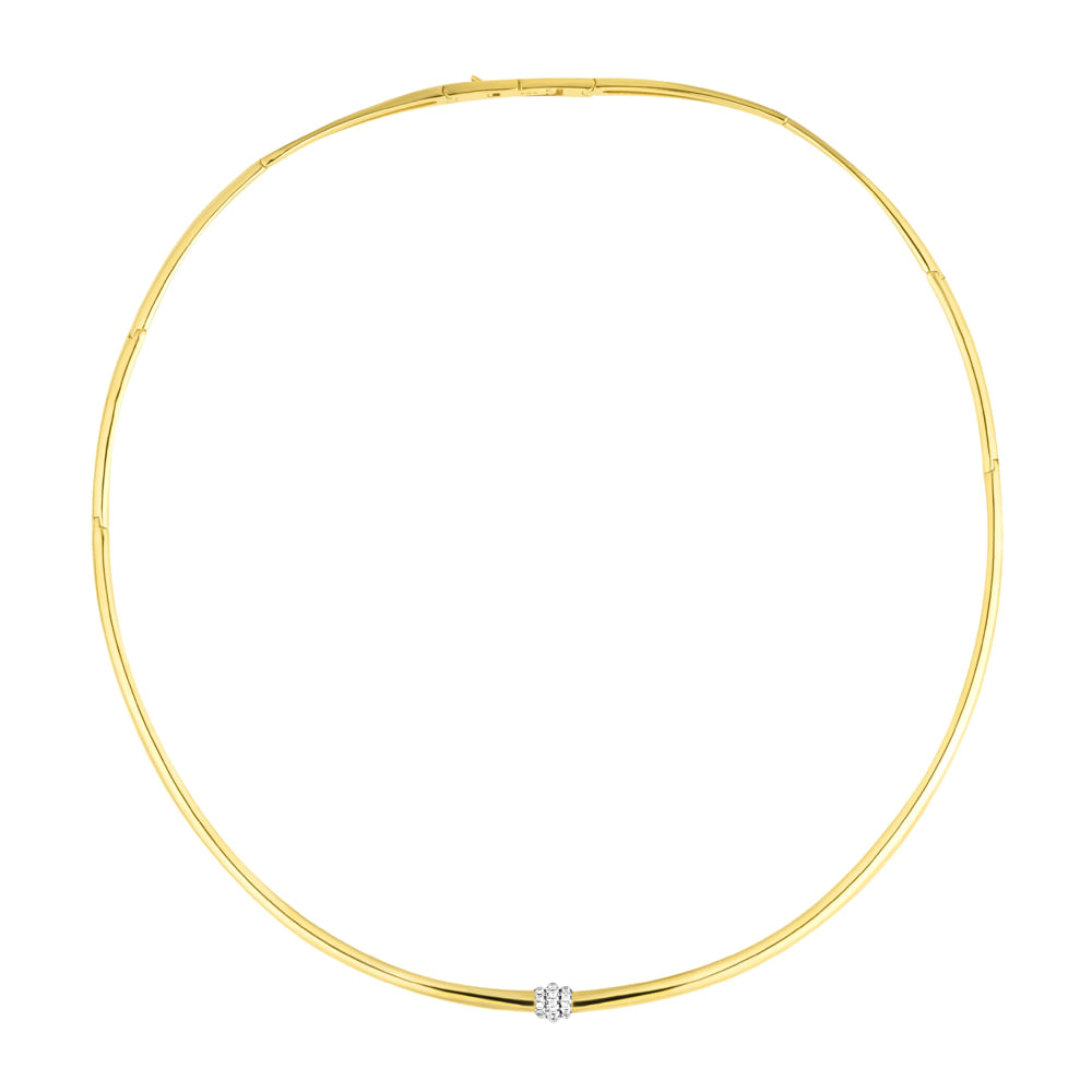 Colar Ópera em Ouro Amarelo 18k com Diamantes, 40cm