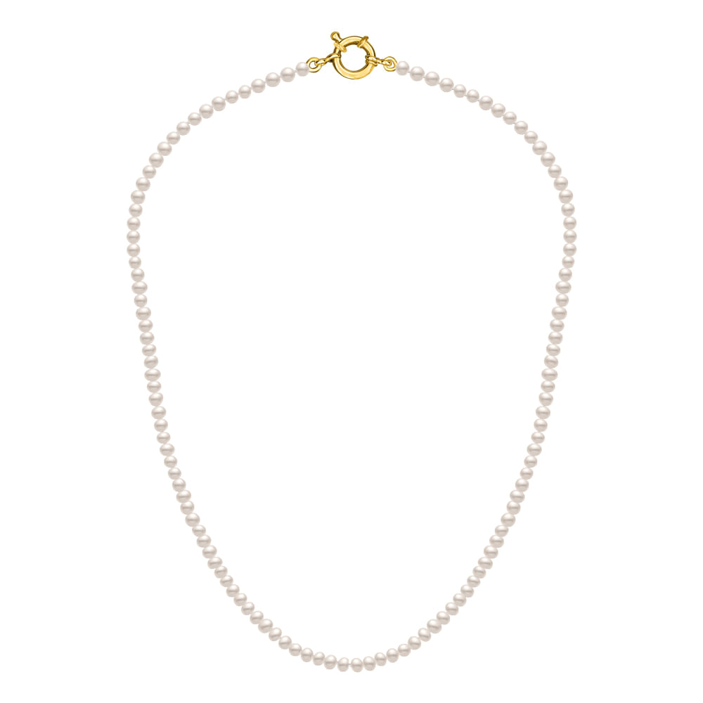 Colar de Pérolas com Ouro Amarelo 18k, 3-3.5mm