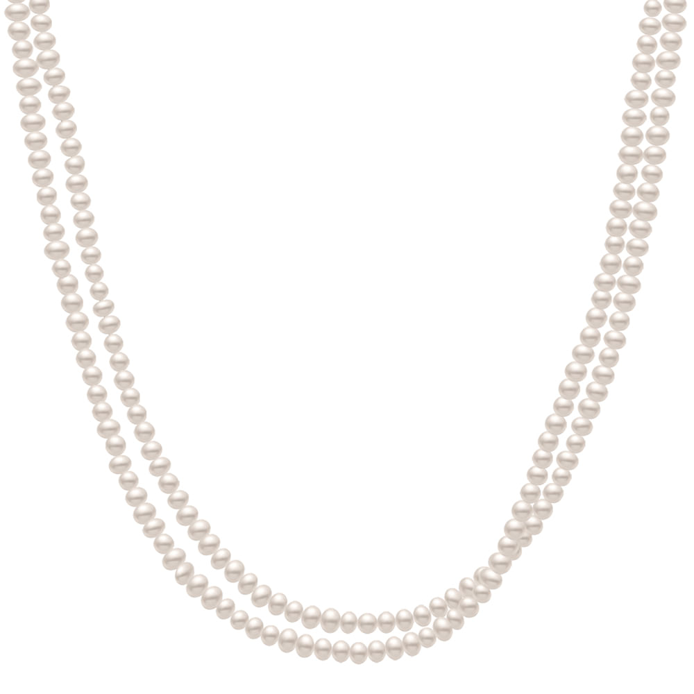 Colar de Pérolas com Ouro Amarelo 18k, 3.5-4 mm