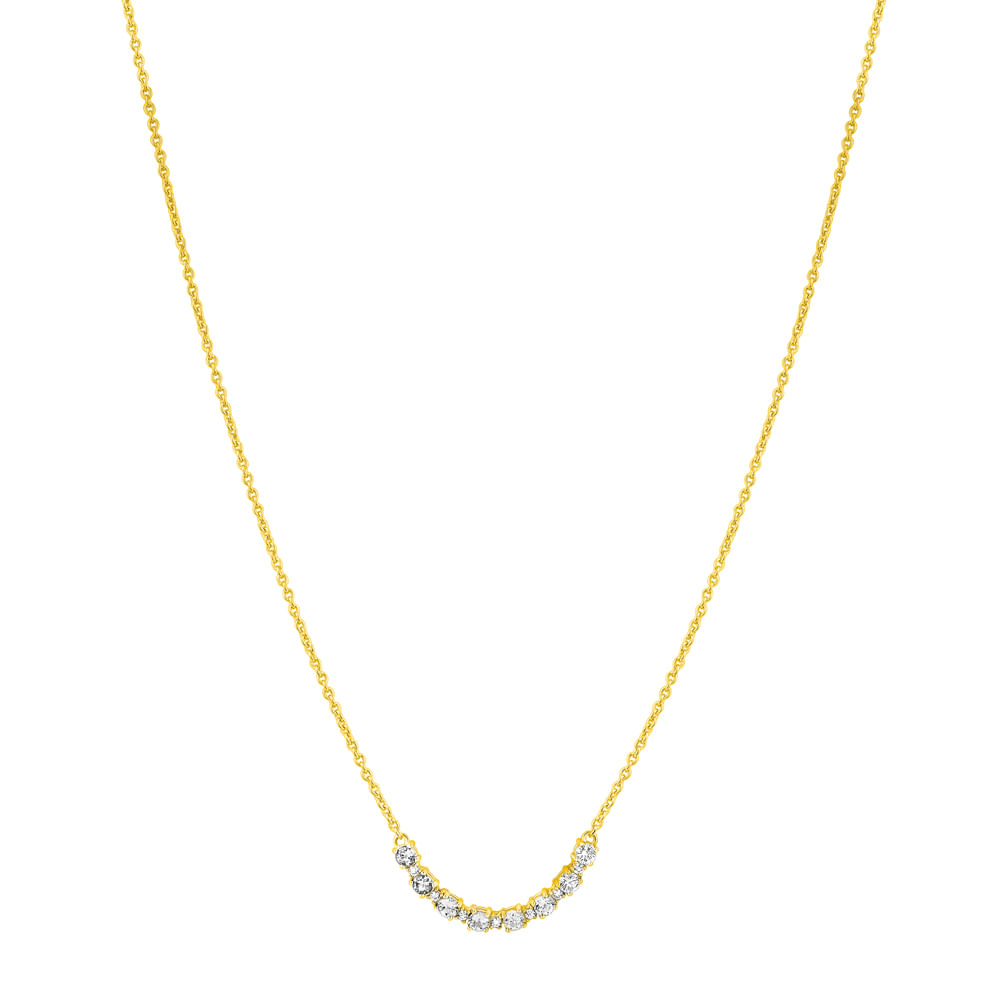 Colar Life Ocean Prata em Banho Ouro Amarelo Cravejado