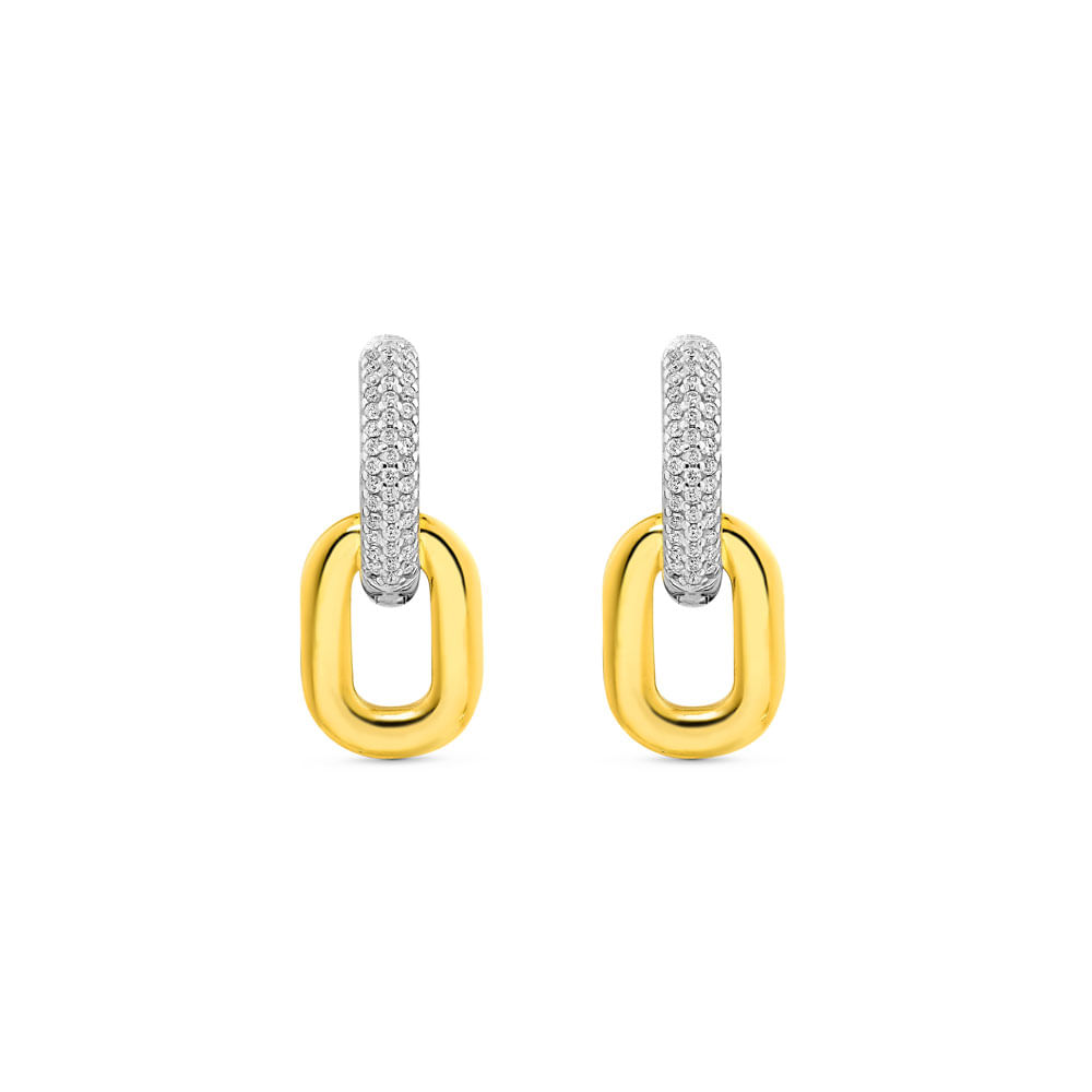 Brinco Tulum em Prata 925 e Ouro Amarelo 18k com Diamantes