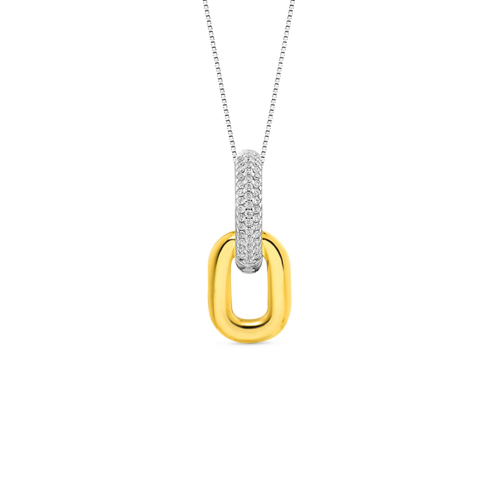 Pingente Tulum em Prata 925 com Ouro Amarelo 18k e Diamantes