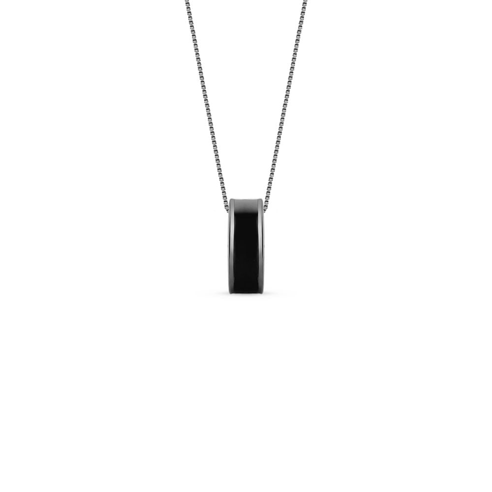 Pingente Square em Prata 925 com Ródio Negro e Esmalte, 8mm