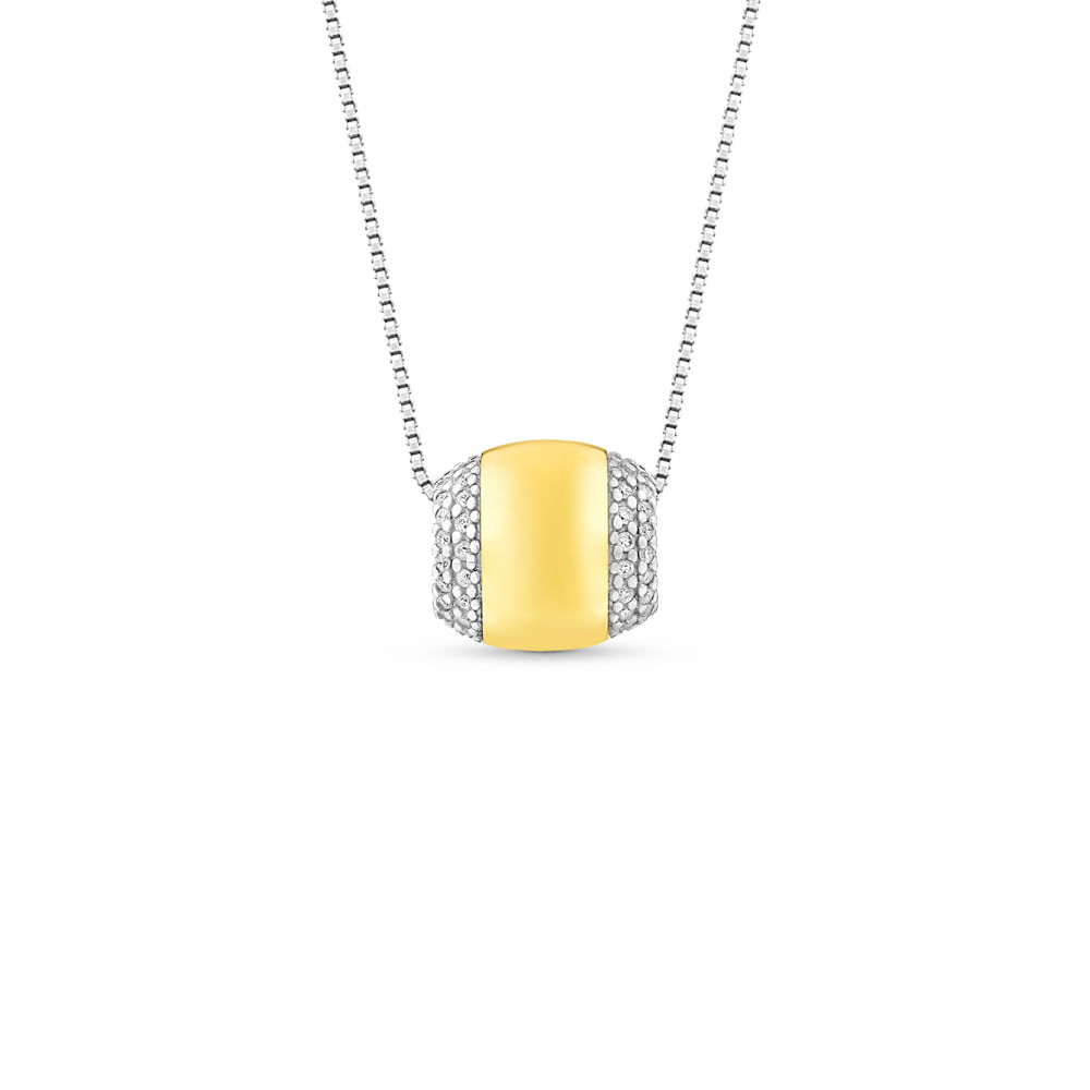 Pingente Tulum em Prata 925 com Ouro Amarelo 18k e Diamantes